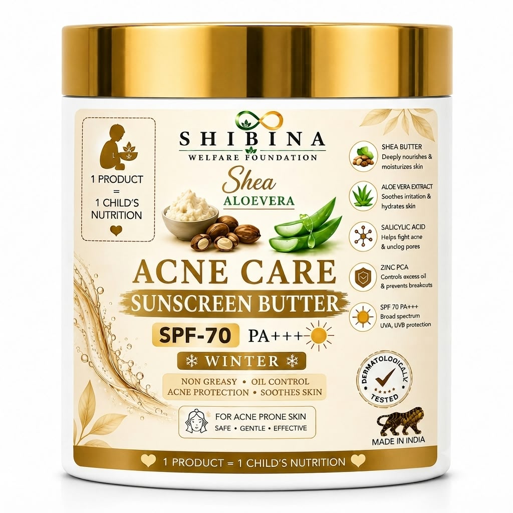 Shibina Shea Aloevera Acne Care Sunscreen Butter SPF-70 PA+++ (Winter)