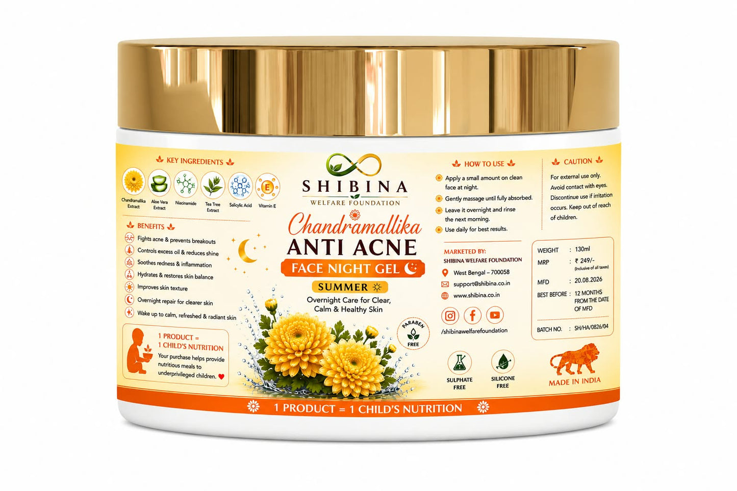 Shibina Chandramallika Anti Acne Face Night gel