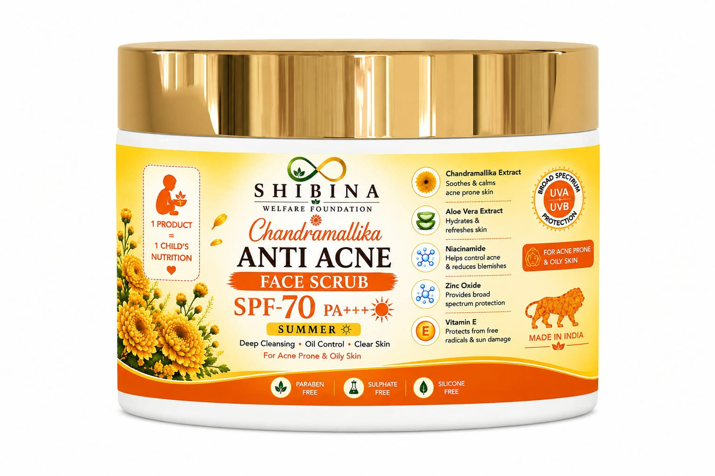 Shibina Chandramallika Anti Acne Face Scrub SPF-70 PA+++