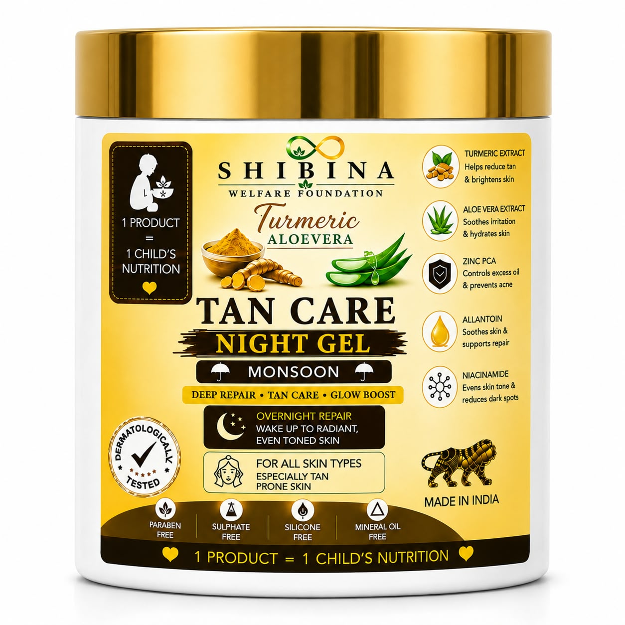 Shibina Turmeric Aloevera Tan Care Night Gel (Monsoon)